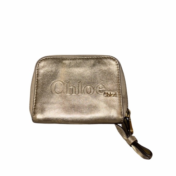 Chloe Handbags - Chloe Authentic Metallic Gold Leather Zip Wallet (Rare)